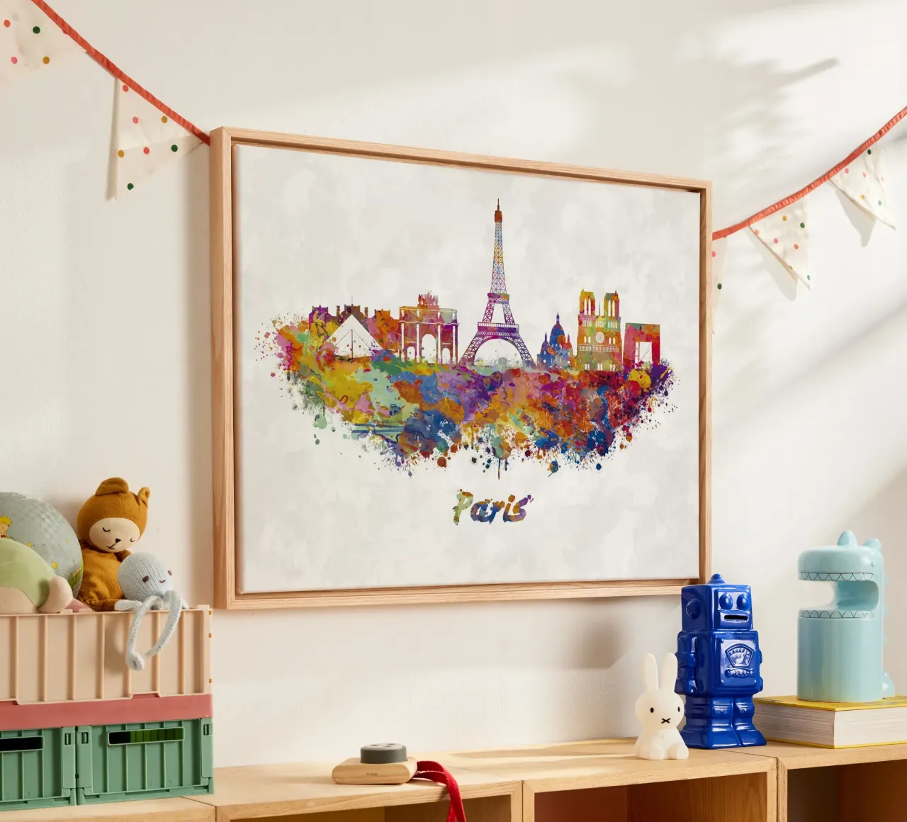 Lo skyline di Parigi in acquerello tela con Cornice a cassetta da 🎁 ARTVI-SHOP