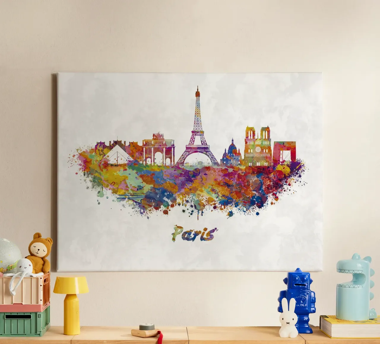 Lo skyline di Parigi in acquerello tela con Cornice a cassetta da 🎁 ARTVI-SHOP