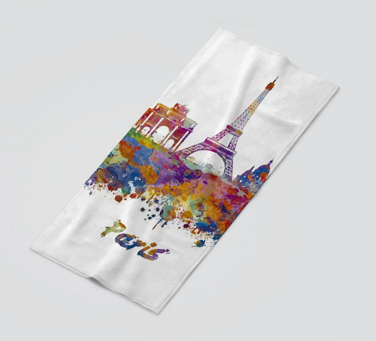 Lo skyline di Parigi in acquerello telo mare da ARTVI-SHOP