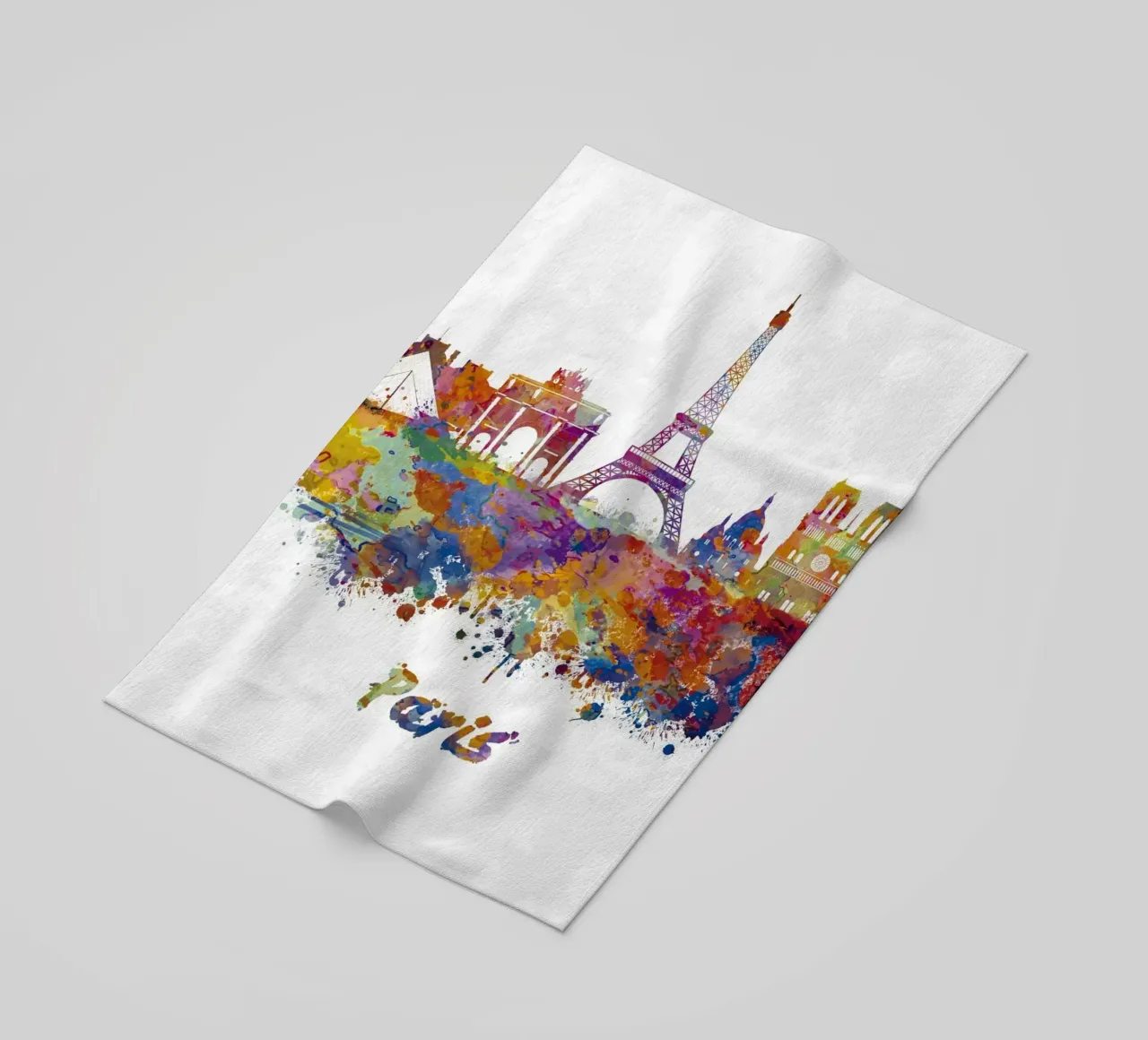 Lo skyline di Parigi in acquerello telo mare da ARTVI-SHOP