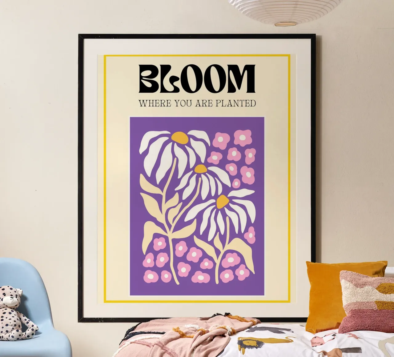 Sbocciare dove si è piantati poster con telaio in legno da mazzihanq