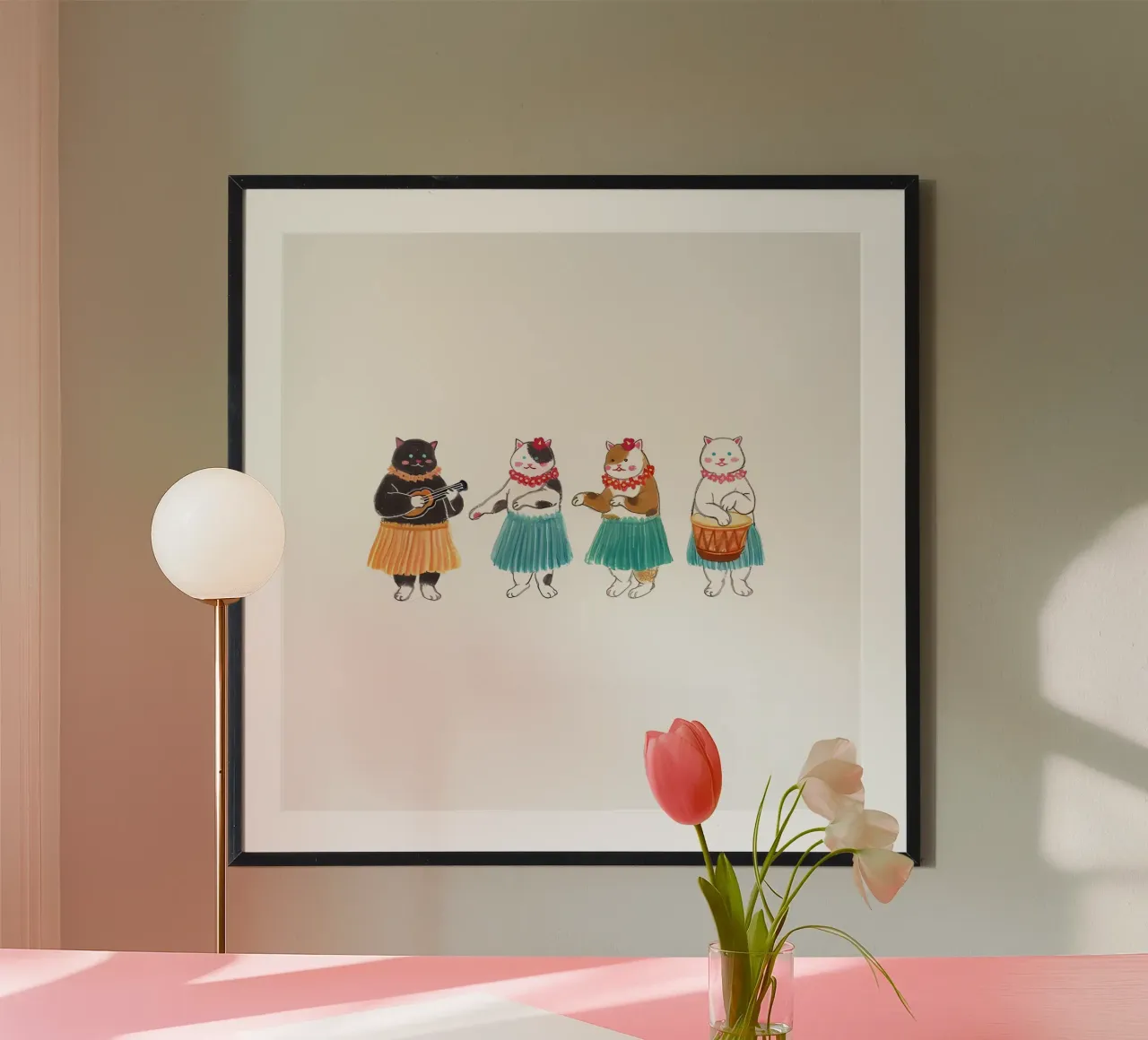 gatto freddo poster con telaio in legno da bonglantrungmuoi