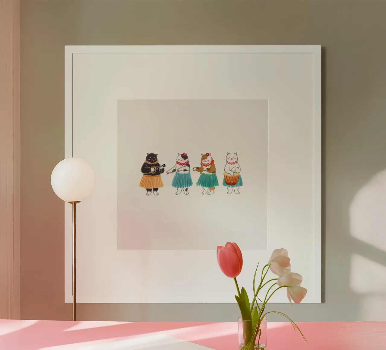 gatto freddo poster con telaio in legno da bonglantrungmuoi