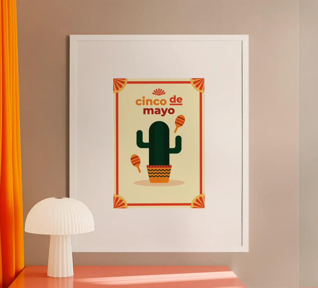 Poster cinco de mayo mexican with cactus poster con telaio in alluminio da galihstudio