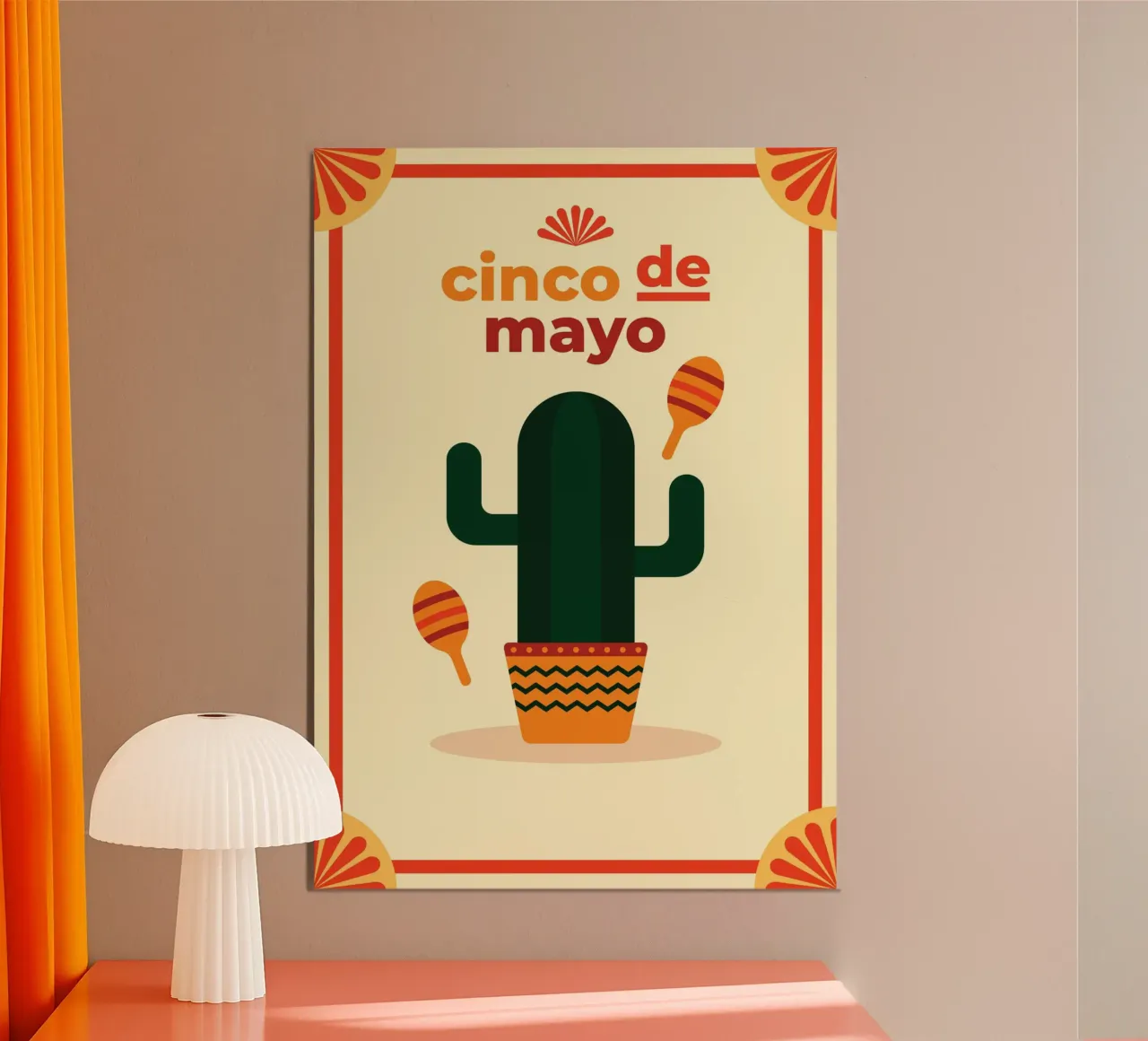 Poster cinco de mayo mexican with cactus poster con telaio in alluminio da galihstudio