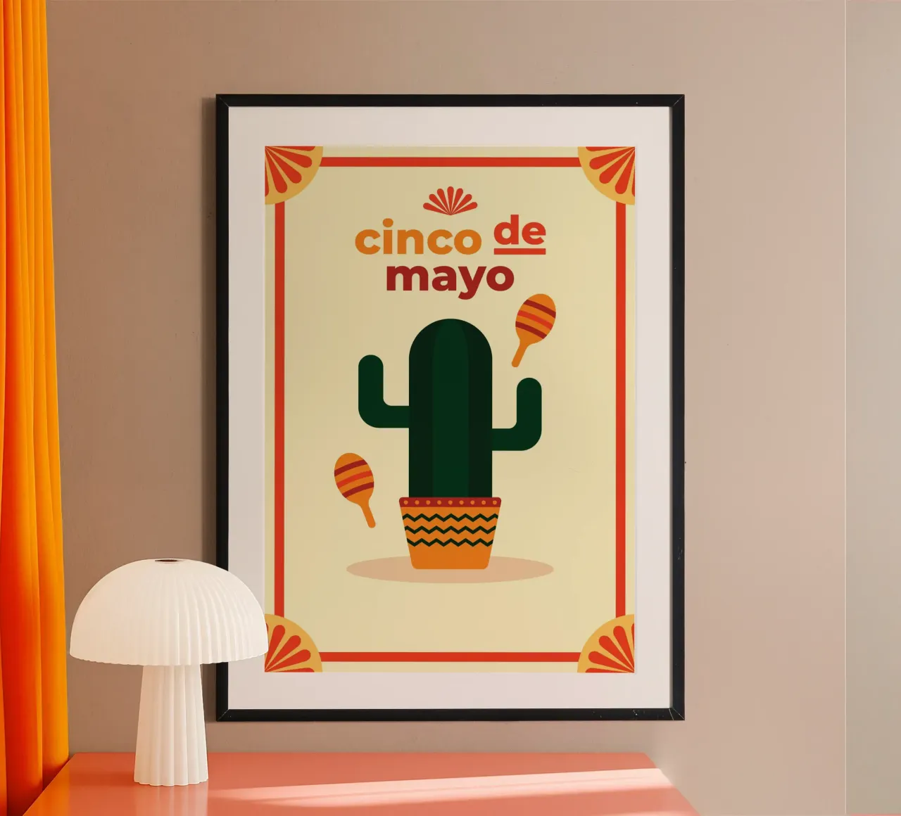 Poster cinco de mayo mexican with cactus poster con telaio in alluminio da galihstudio