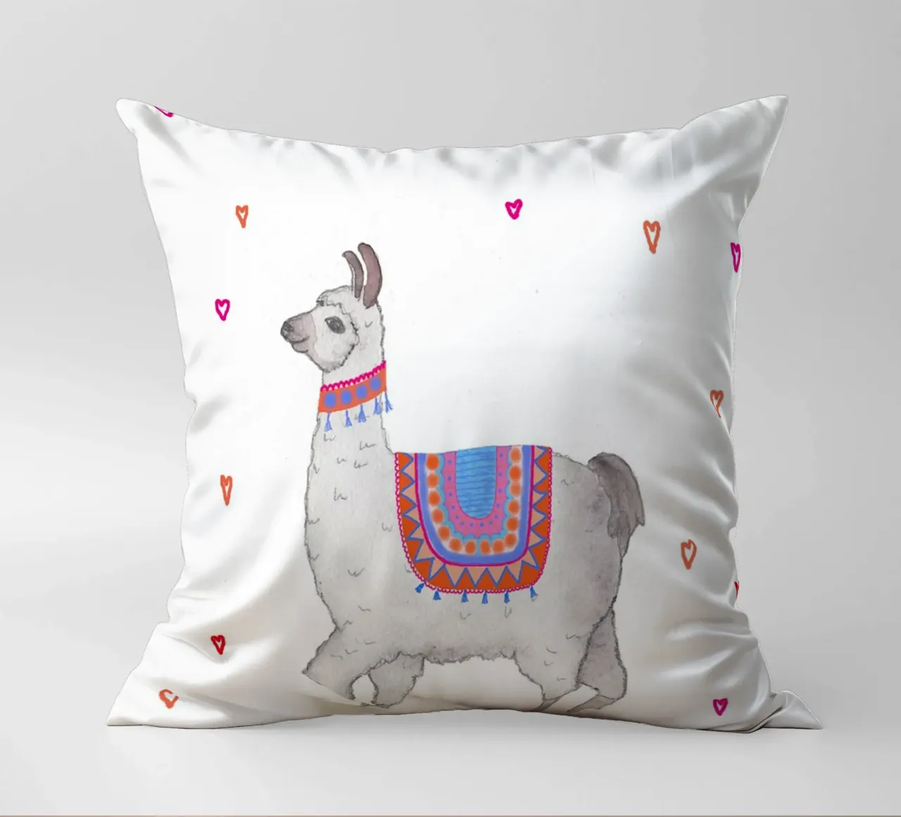 Lama con coperta colorata cuscino da Farbwelten