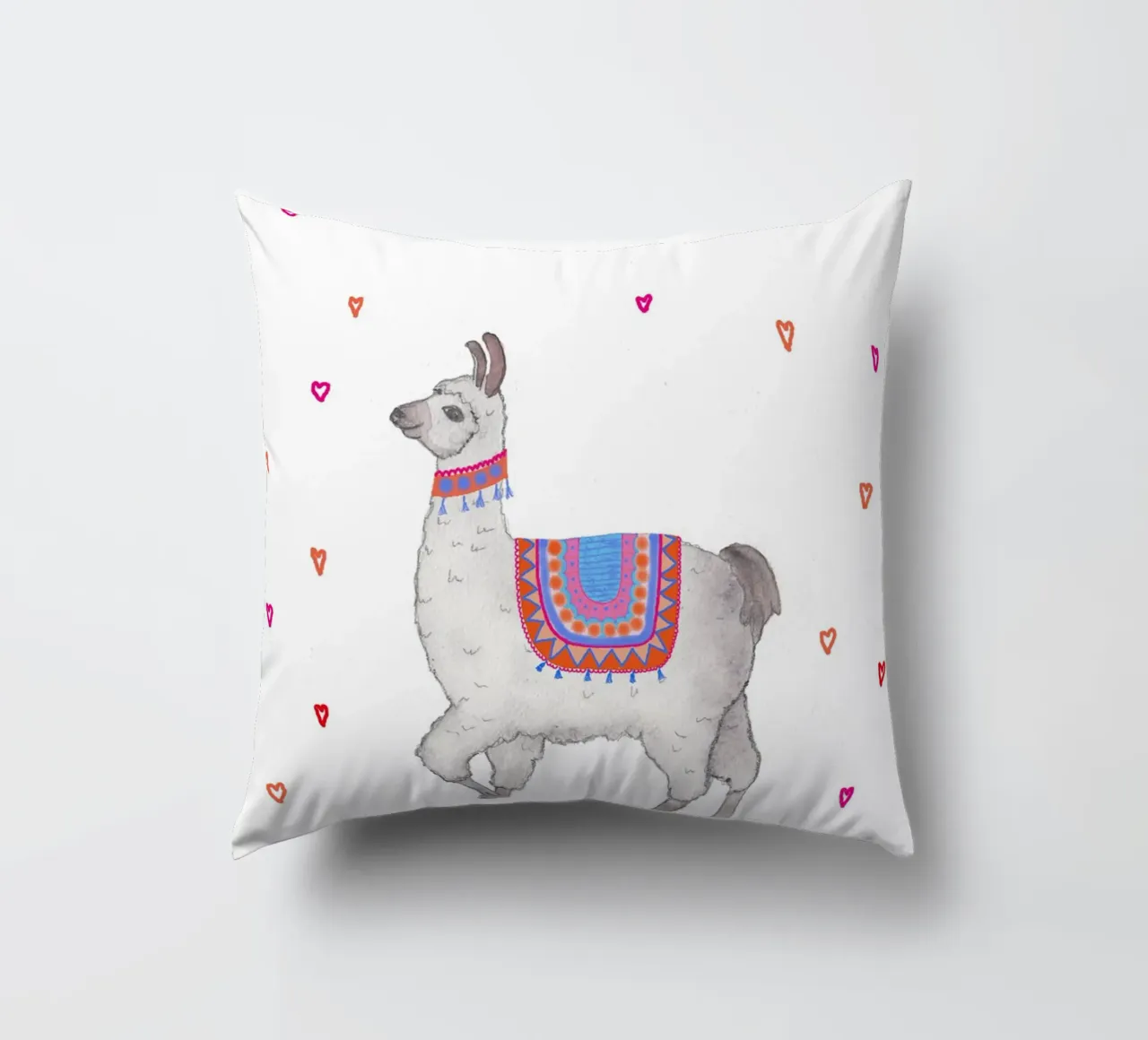Lama con coperta colorata cuscino da Farbwelten