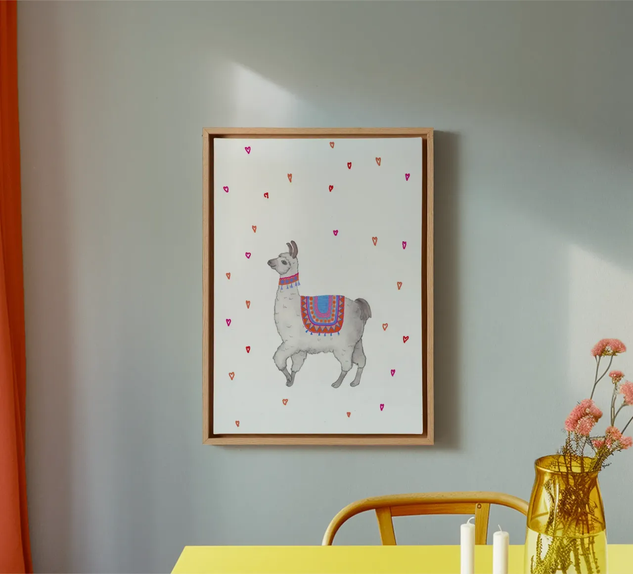 Llama with colourful blanket canvas by Farbwelten