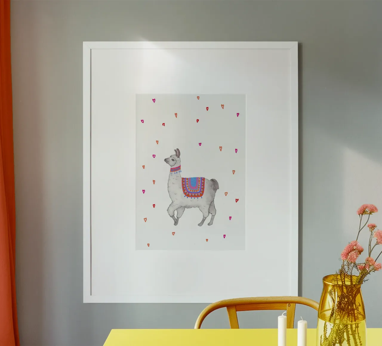 Lama met kleurrijke deken hahnemühle van Farbwelten