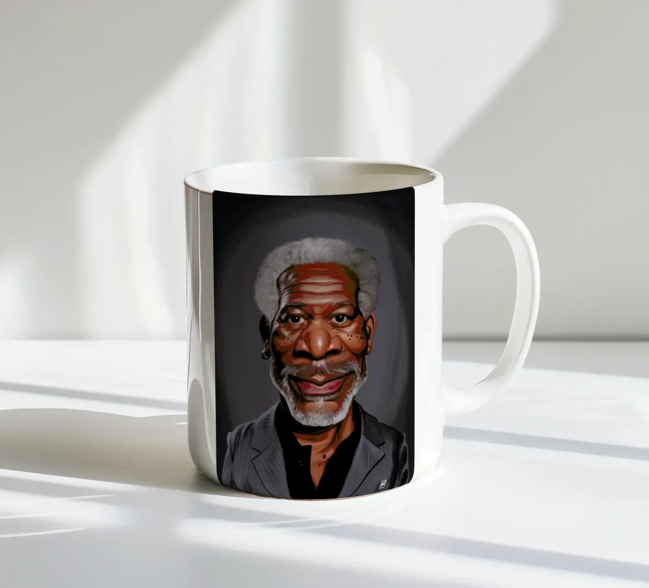 Morgan Freeman tazza in ceramica da Rob Art | Illustration