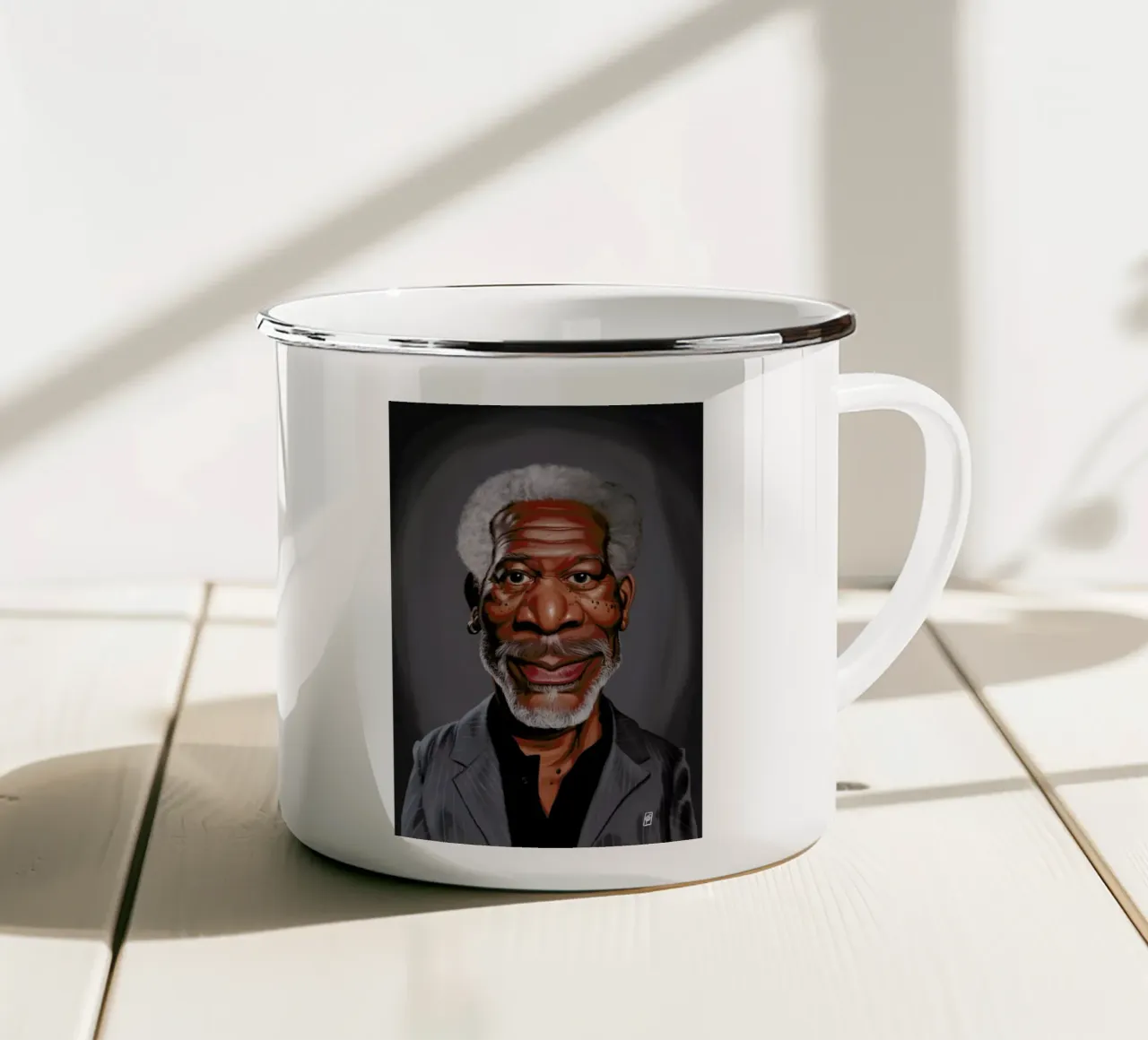 Morgan Freeman tazza in smalto da Rob Art | Illustration