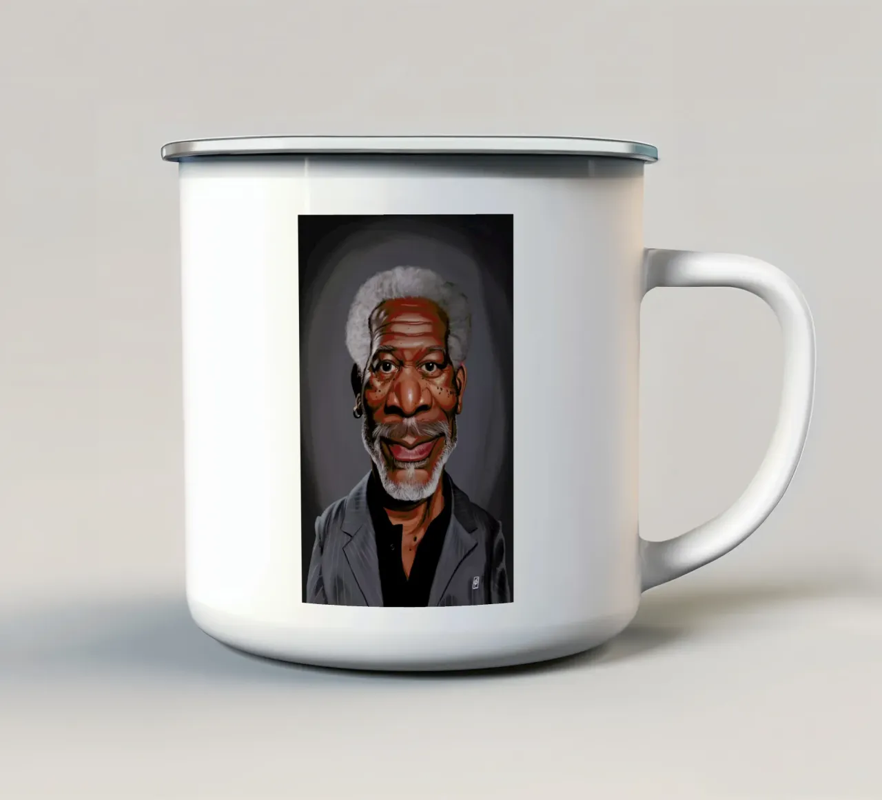 Morgan Freeman tazza in smalto da Rob Art | Illustration