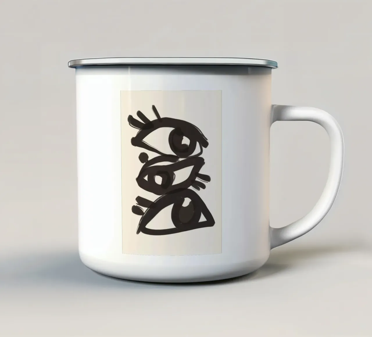Occhi astratti line art 3 tazza in smalto da ThingDesign