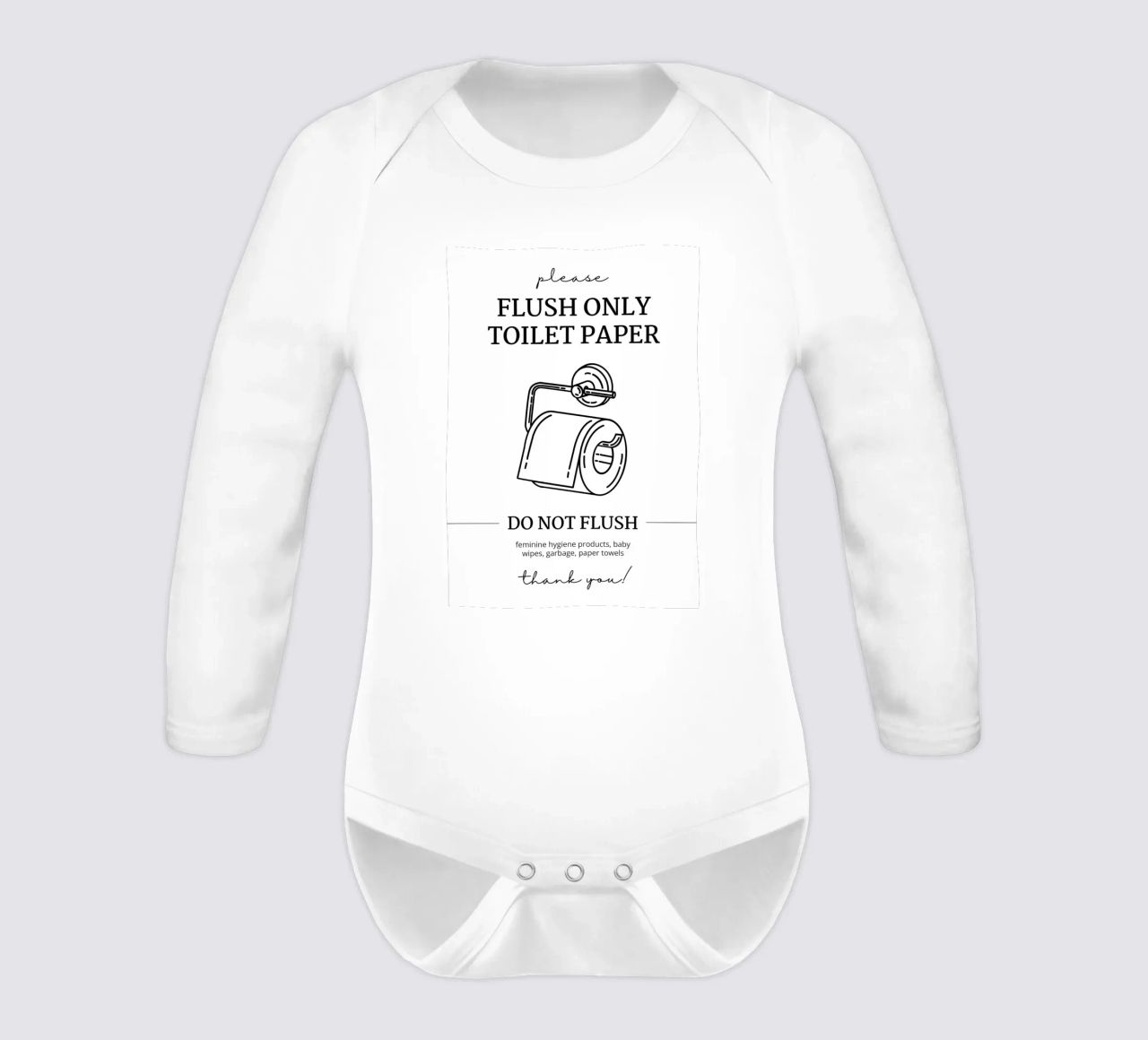 Flush Only Toilet Paper long-sleeve baby romper by mazzihanq