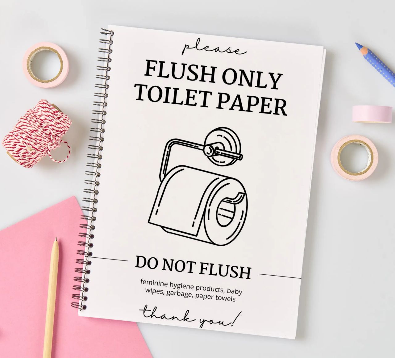 Flush Only Toilet Paper spiral notebook by mazzihanq