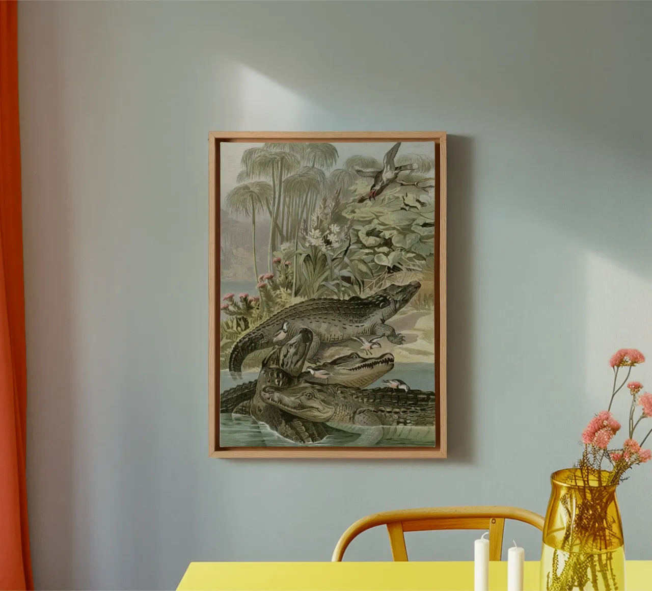 Vintage Brehm 1 Krokodil canvas met Baklijst van Vintage Print Collection