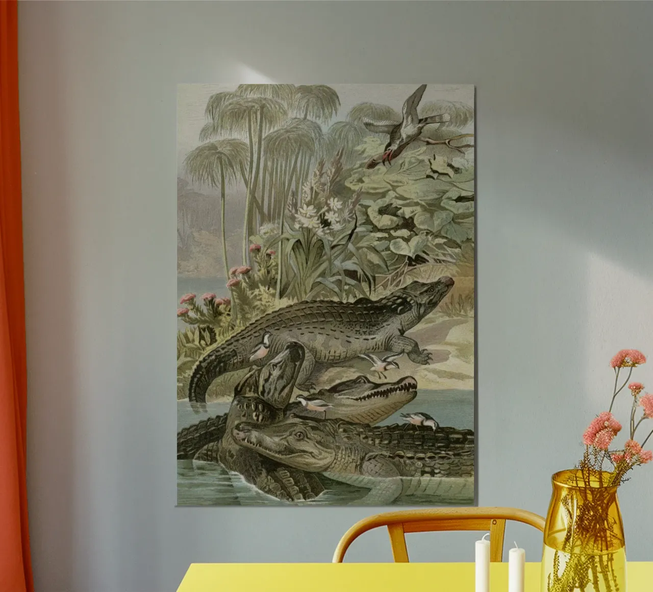 Vintage Brehm 1 Krokodil poster con telaio in legno da Vintage Print Collection