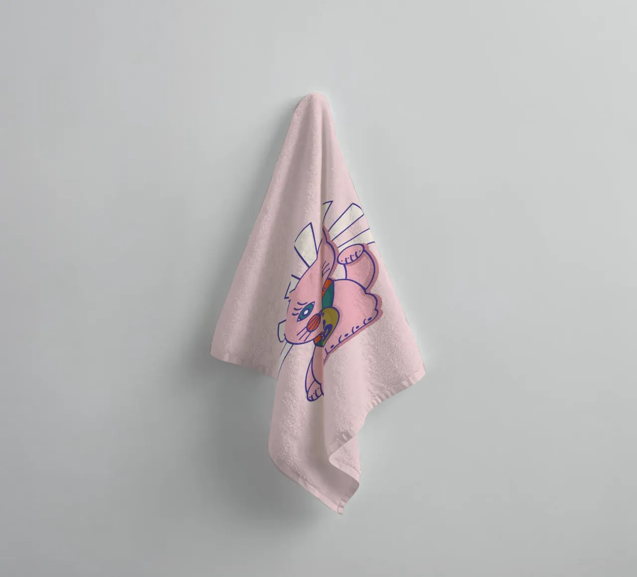 Pink Maneki-neko Lucky Cat Art Print - Japanese Culture towel by showmemars
