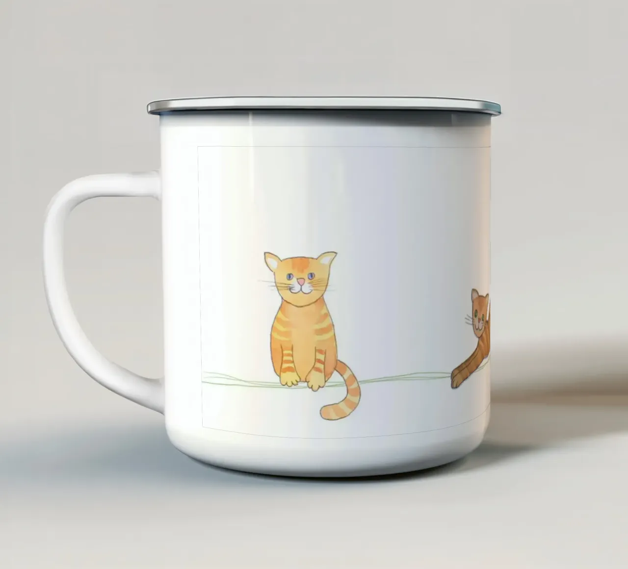Tre gatti divertenti tazza in smalto da Farbwelten