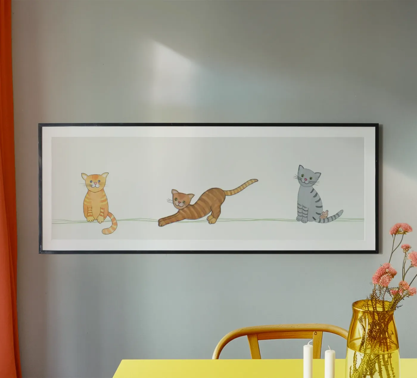 Drie grappige katten poster van Farbwelten