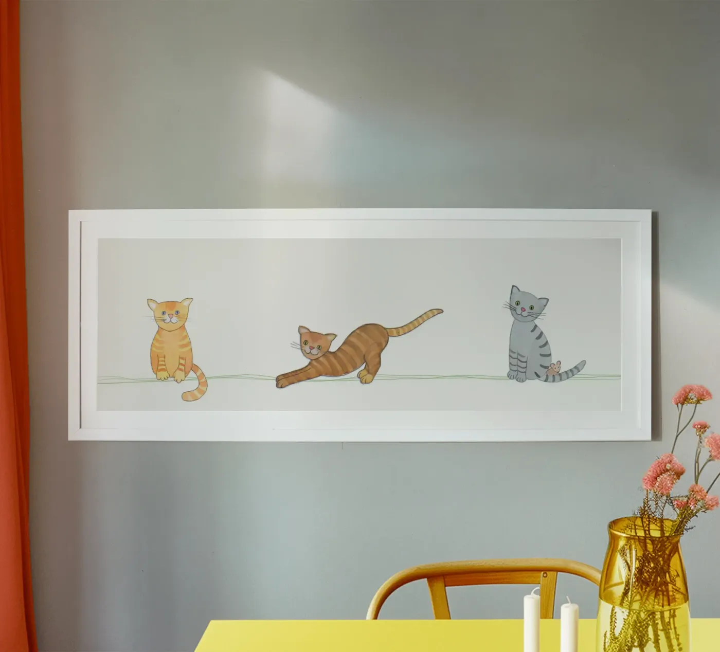 Drie grappige katten poster van Farbwelten