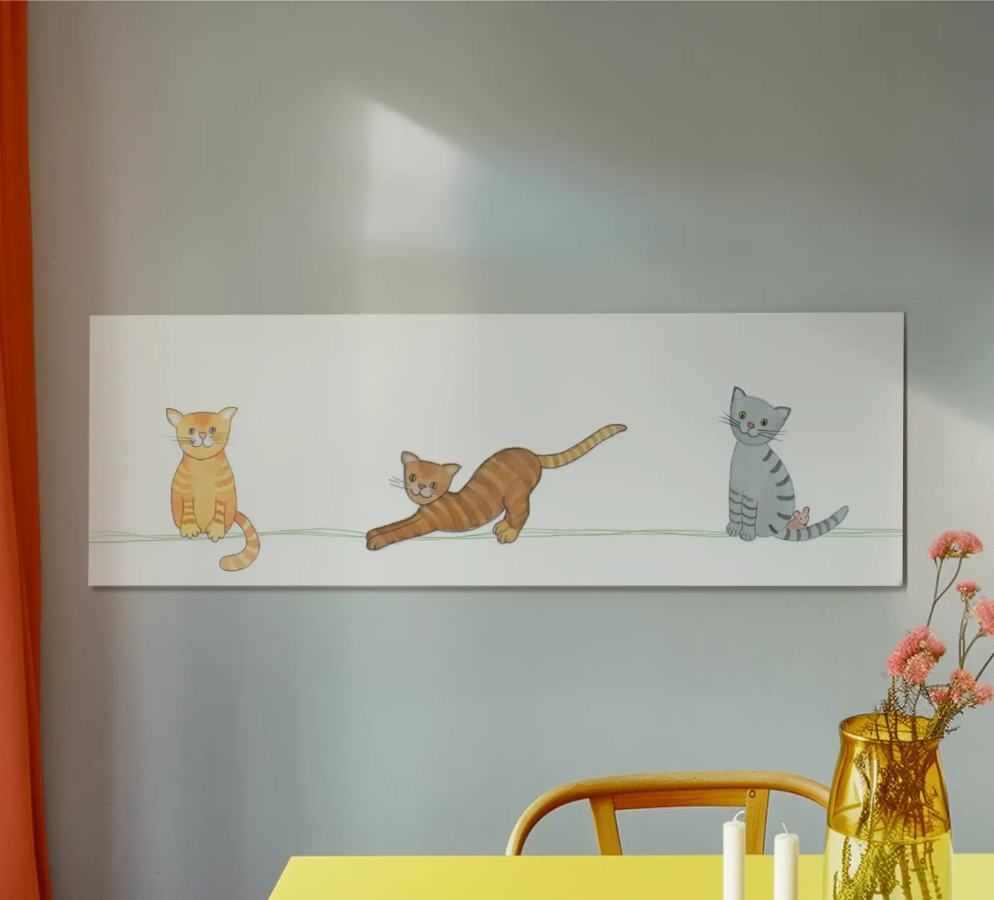 Drie grappige katten poster van Farbwelten