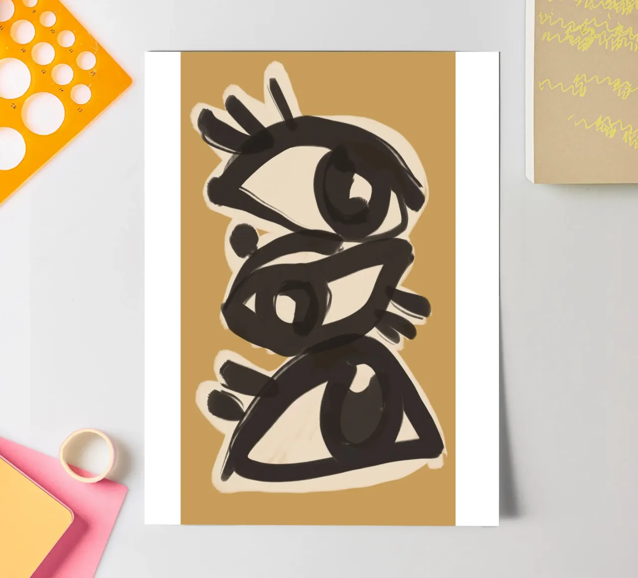 Dessin au trait abstrait yeux 10 planche autocollant de ThingDesign