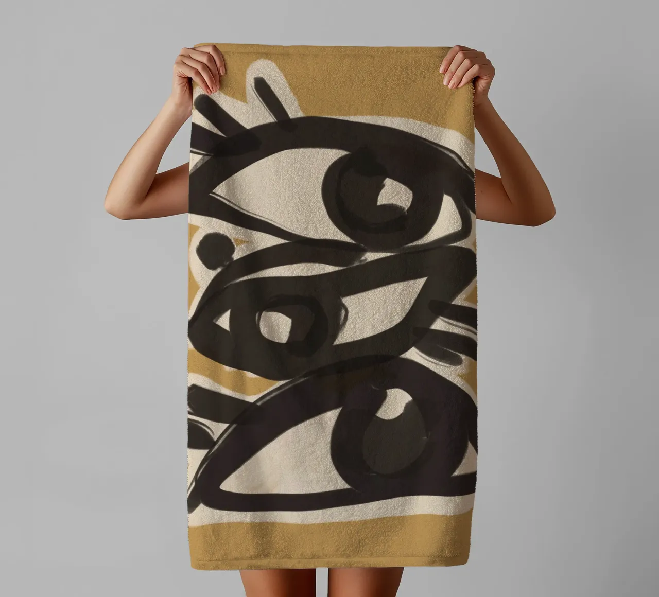 Dessin au trait abstrait yeux 10 serviette de bain de ThingDesign