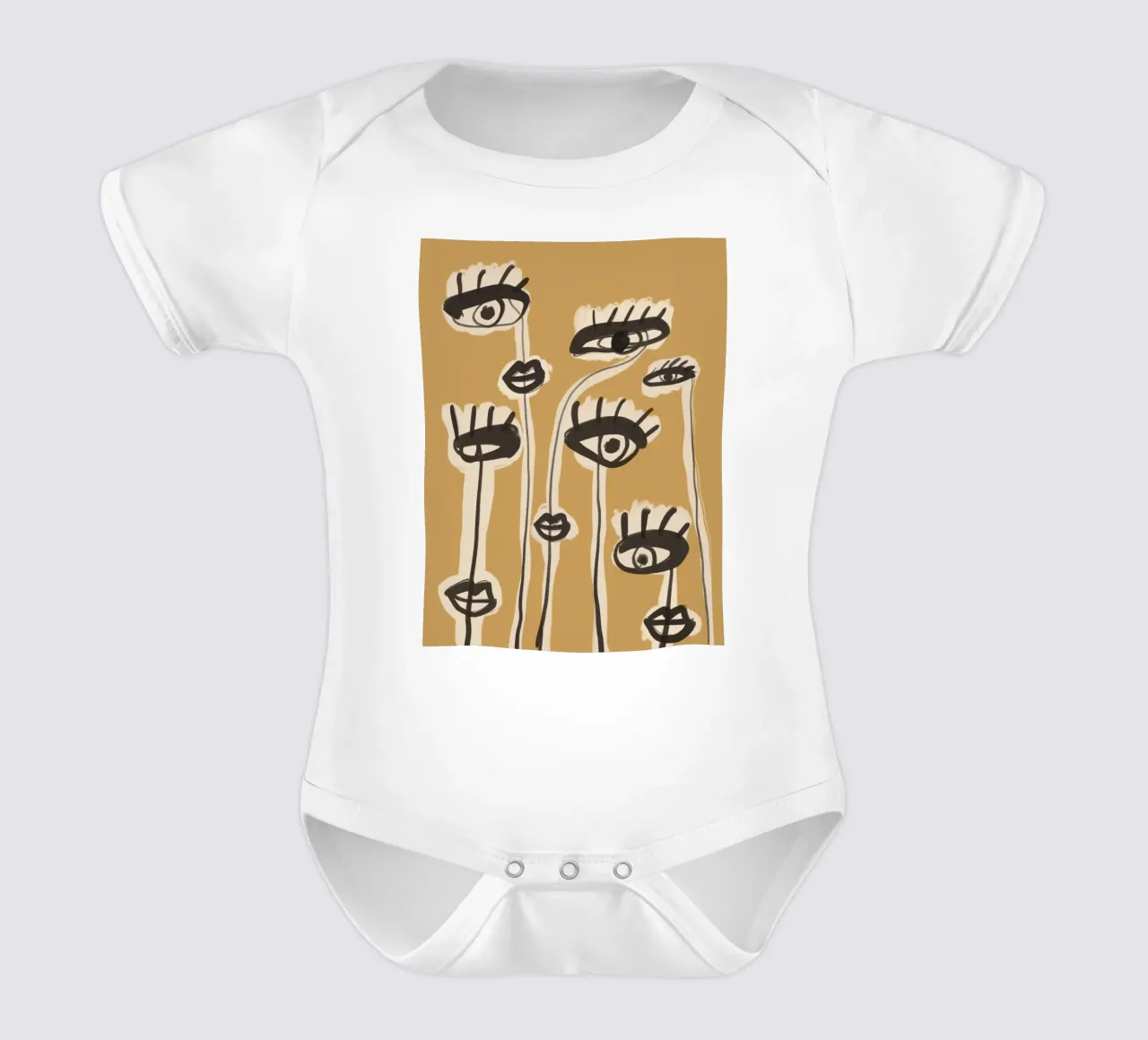 Abstract line art eyes 11 short-sleeve baby romper by ThingDesign