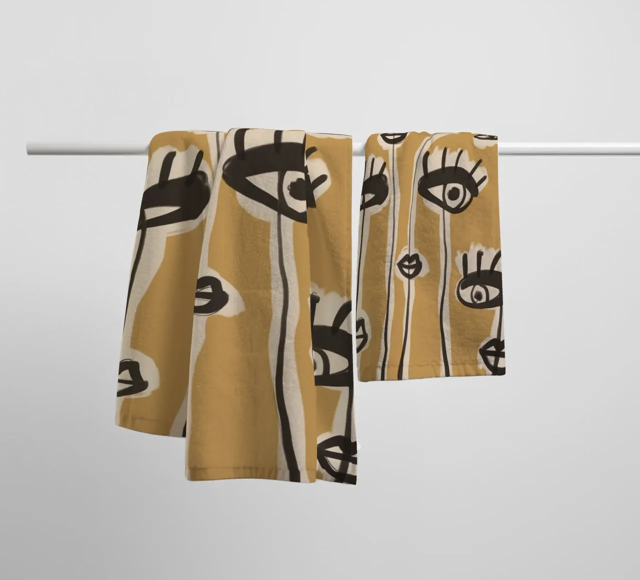 Line art astratta occhi 11 asciugamano da bagno da ThingDesign