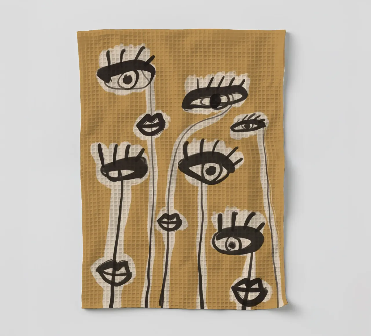 Dessin au trait abstrait yeux 11 torchon de ThingDesign