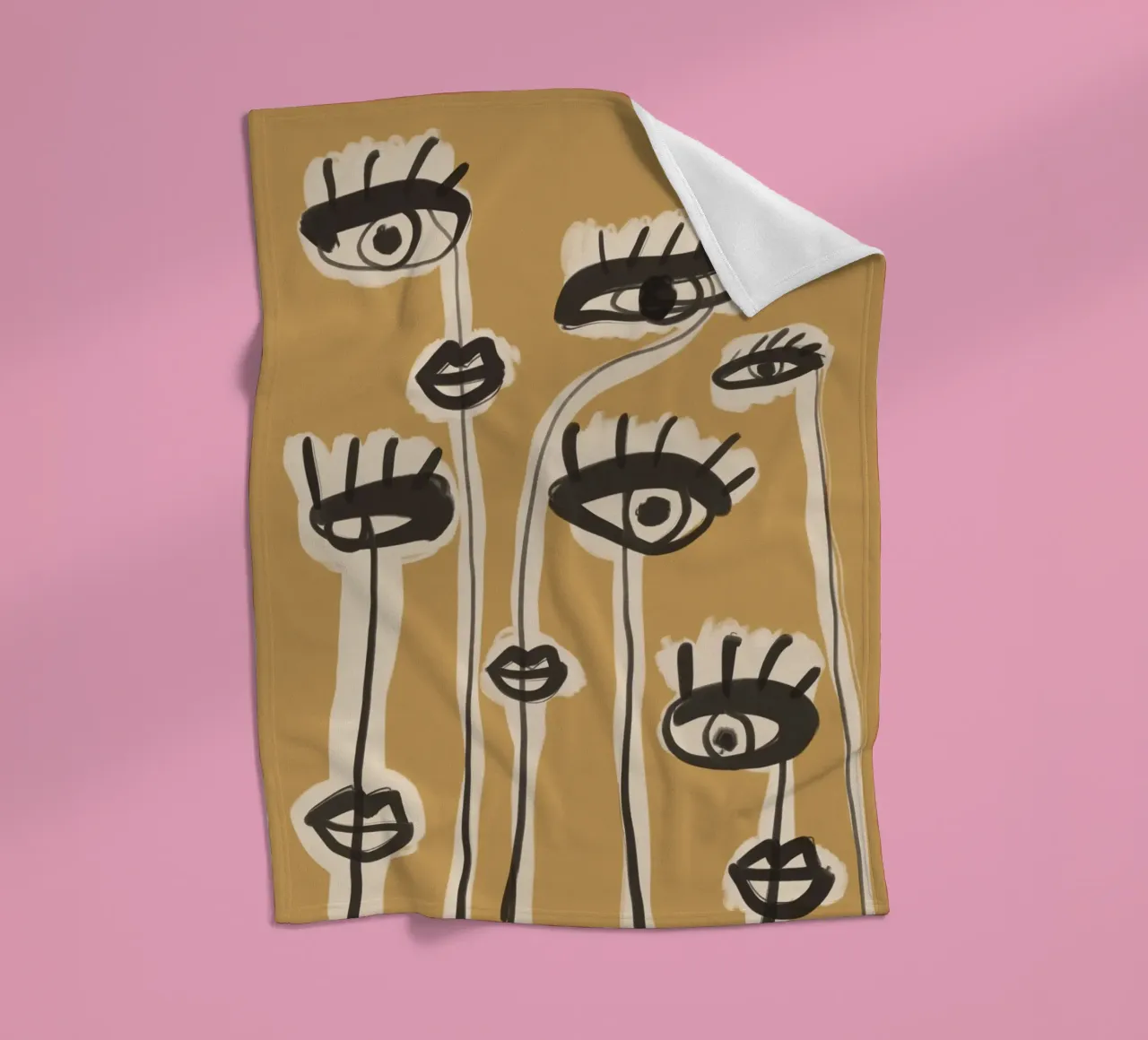 Abstract line art eyes 11 fleece blanket by ThingDesign