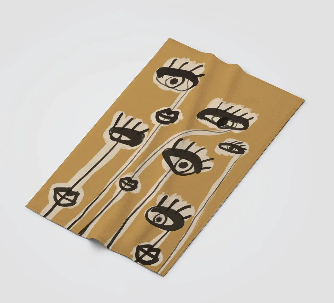 Abstract line art eyes 11 fleece blanket by ThingDesign