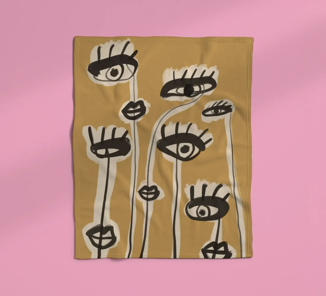 Abstract line art eyes 11 fleece blanket by ThingDesign