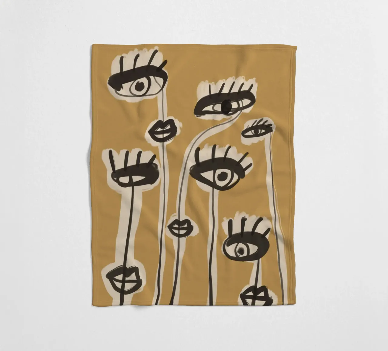 Abstract line art eyes 11 fleece blanket by ThingDesign