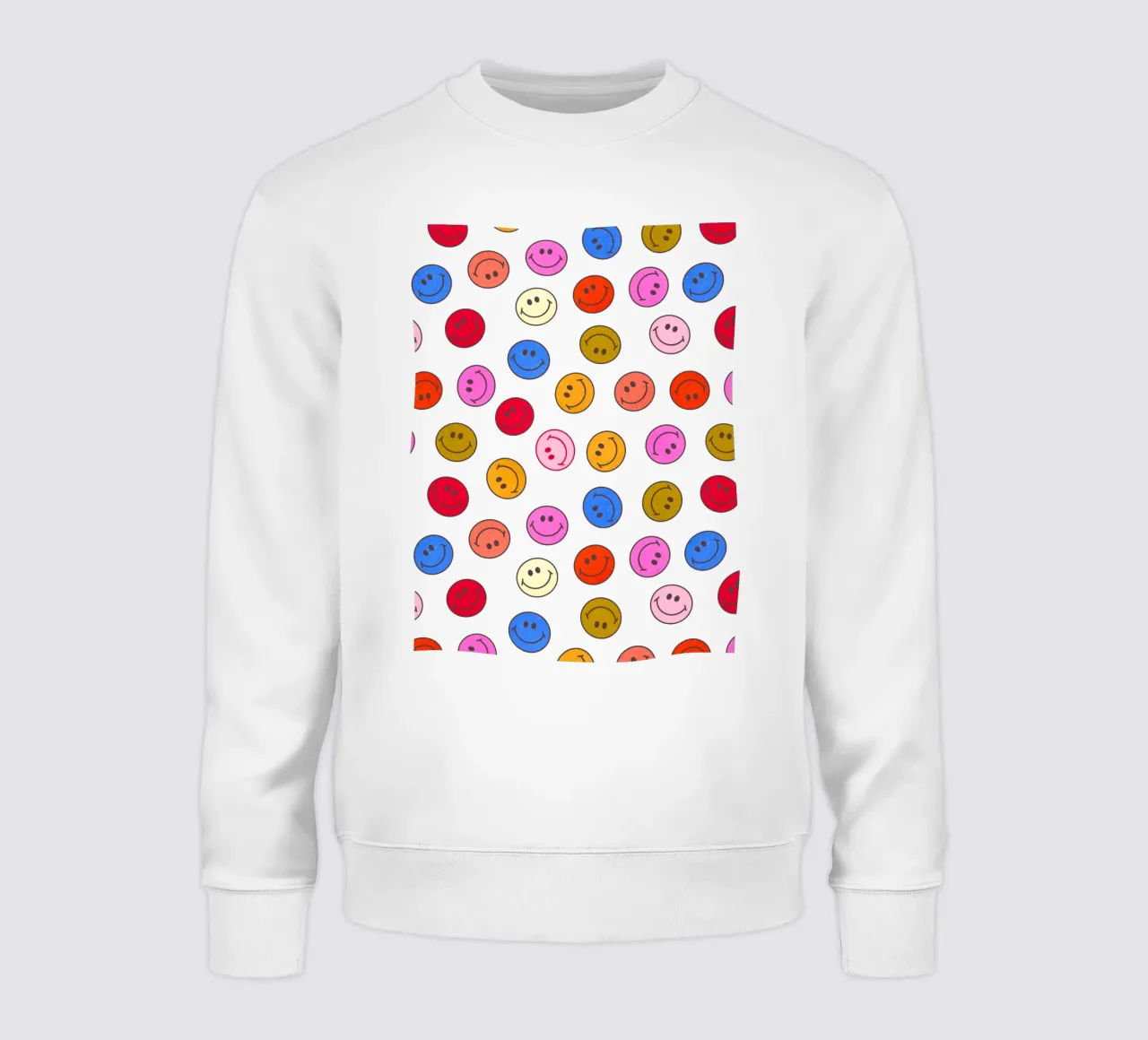 Retro Smiley Faces Seamless Pattern - Neon Colors felpa da showmemars