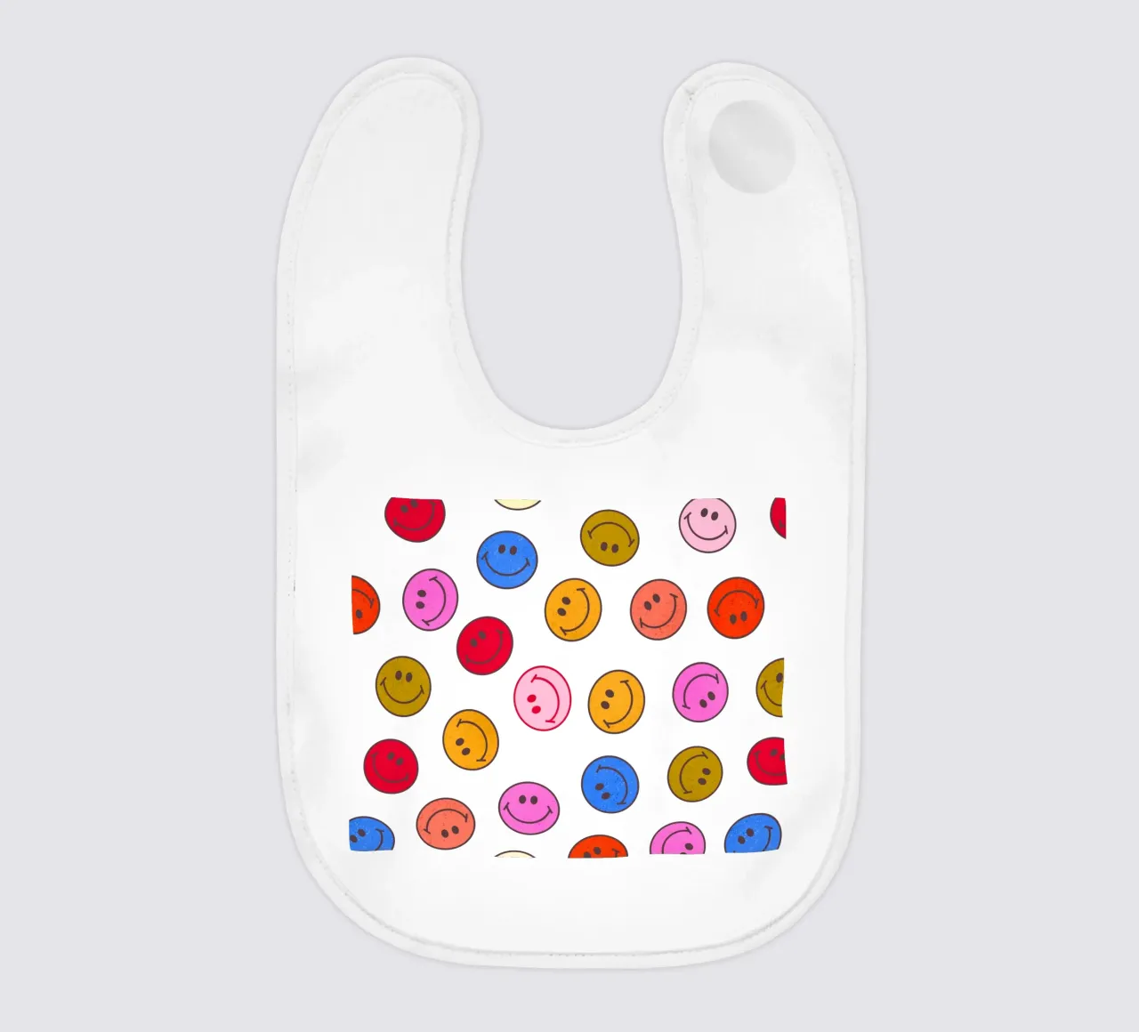 Retro Smiley Faces Seamless Pattern - Neon Colors bavaglino da showmemars