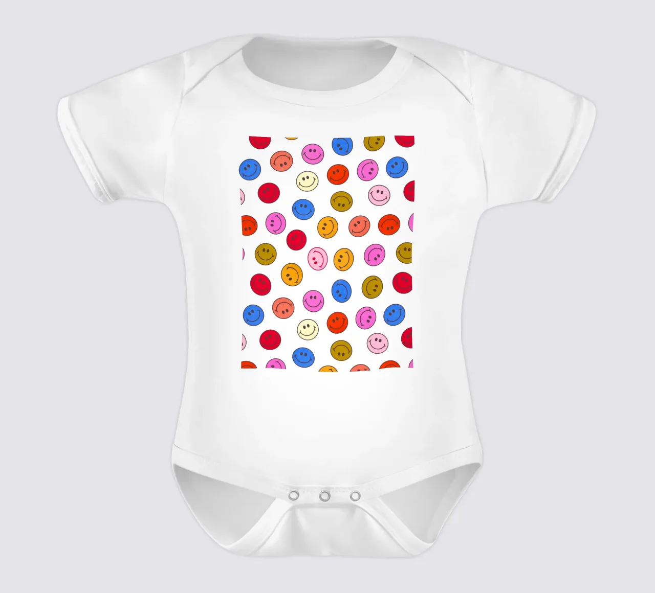Retro Smiley Faces Seamless Pattern - Neon Colors body neonato maniche corte da showmemars