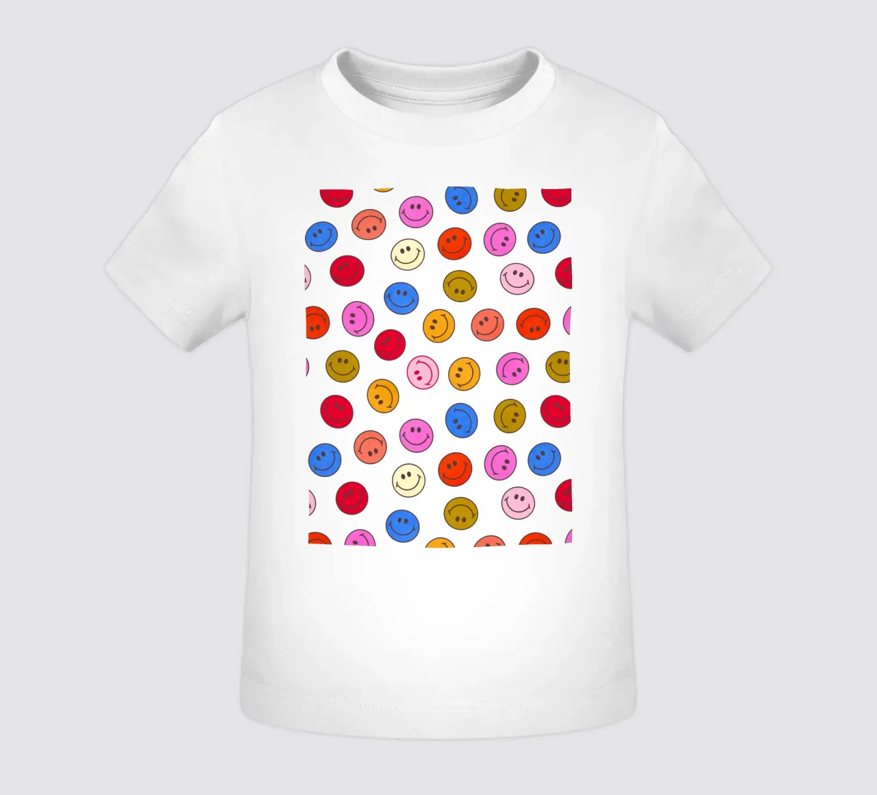 Retro Smiley Faces Seamless Pattern - Neon Colors maglietta neonato da showmemars