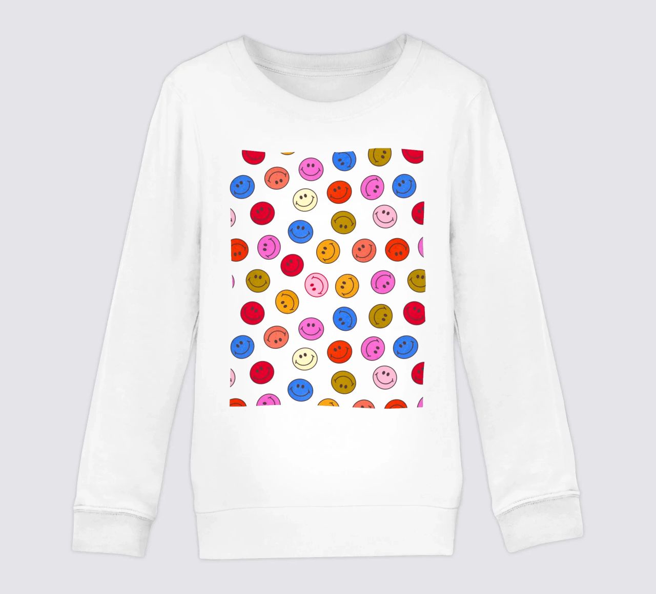 Retro Smiley Faces Seamless Pattern - Neon Colors felpa bambino da showmemars