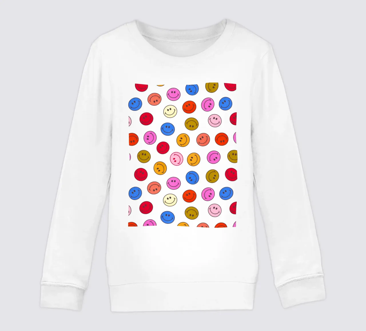 Retro Smiley Faces Seamless Pattern - Neon Colors felpa bambino da showmemars
