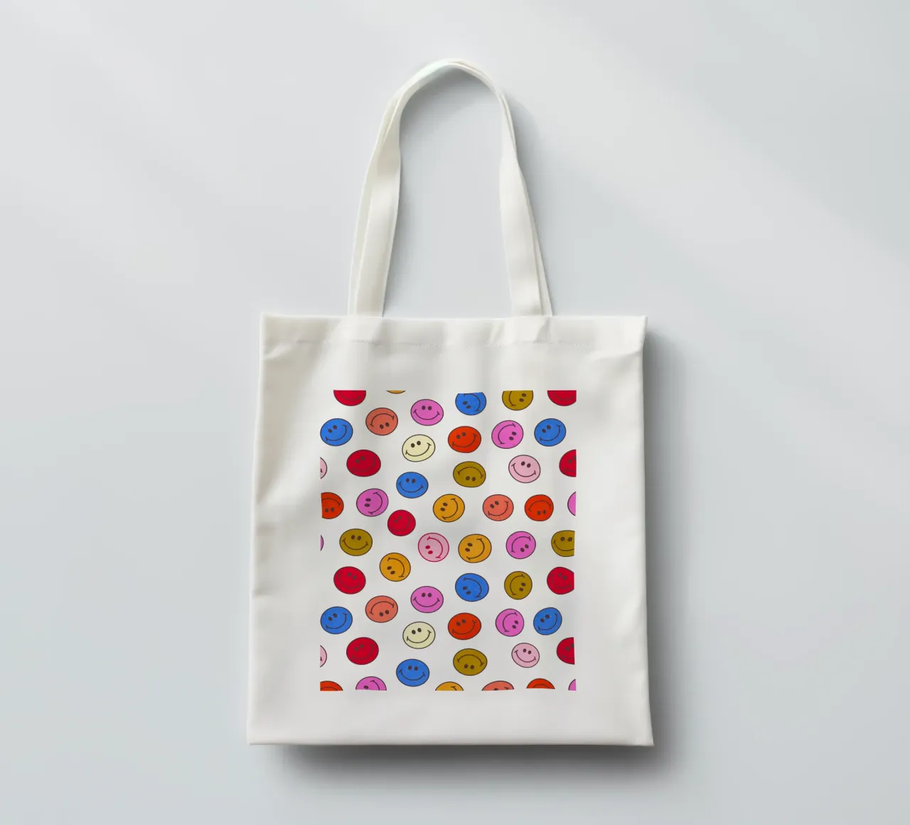 Retro Smiley Faces Seamless Pattern - Neon Colors borsa in juta da showmemars