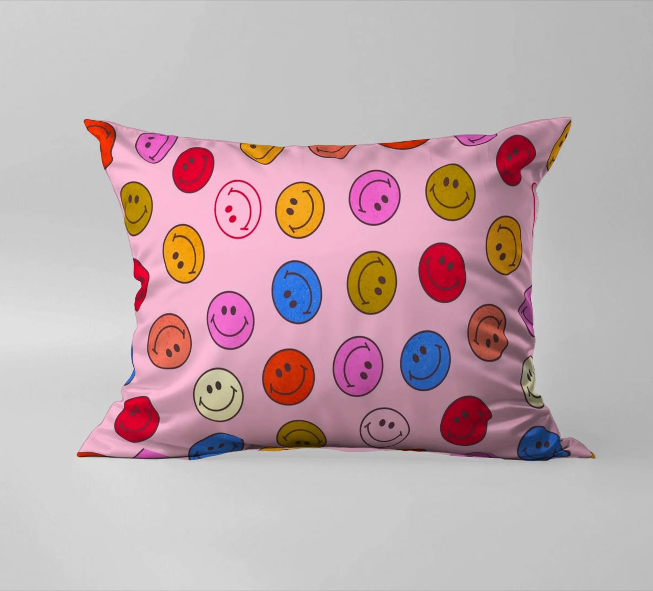 Retro Smiley Faces Seamless Pattern - Neon Colors cuscino da showmemars