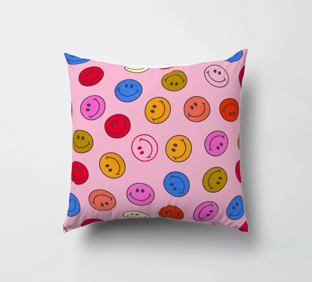 Retro Smiley Faces Seamless Pattern - Neon Colors cuscino da showmemars