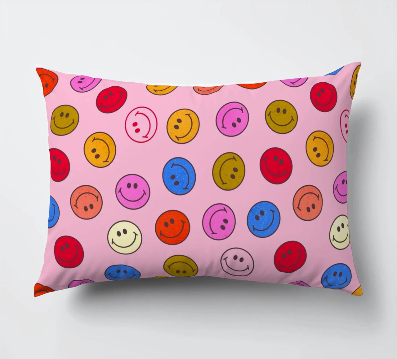 Retro Smiley Faces Seamless Pattern - Neon Colors cuscino da showmemars