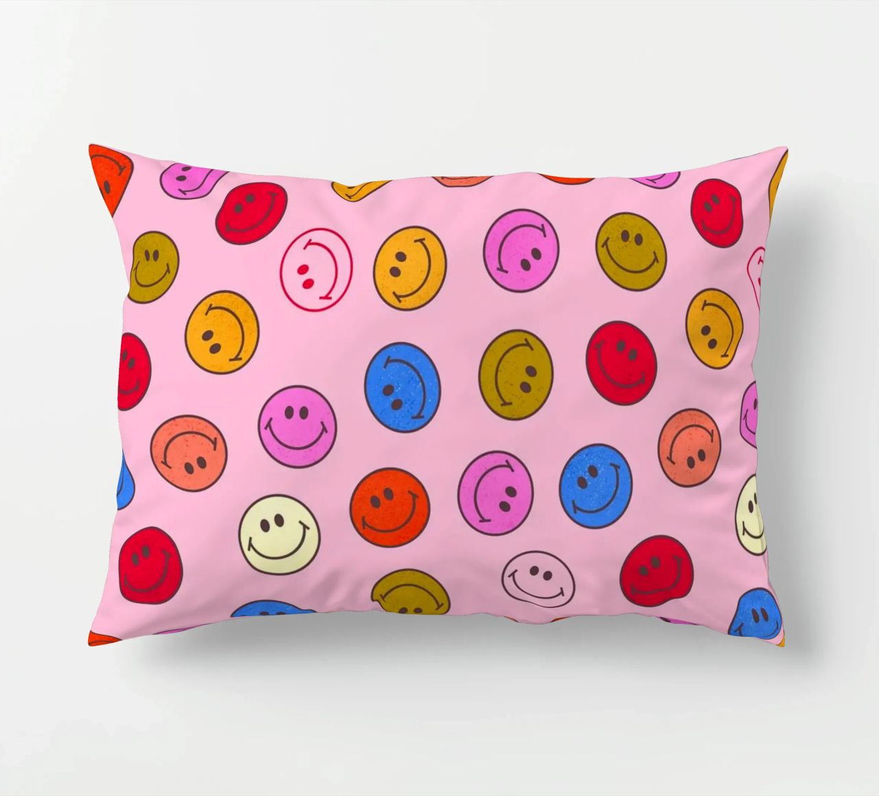 Retro Smiley Faces Seamless Pattern - Neon Colors cuscino da showmemars