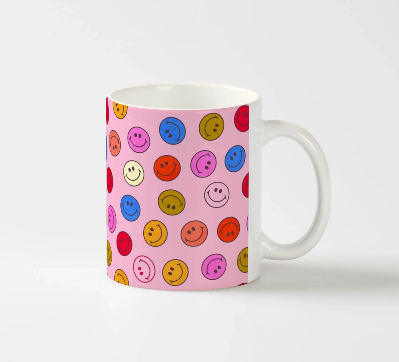 Retro Smiley Faces Seamless Pattern - Neon Colors tazza in ceramica da showmemars