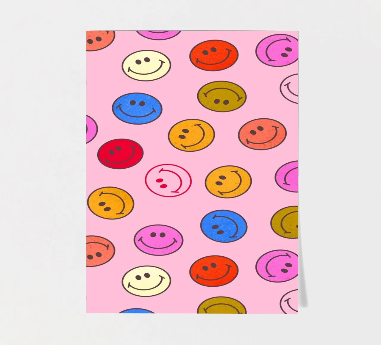 Retro Smiley Faces Seamless Pattern - Neon Colors foglio adesivo da showmemars