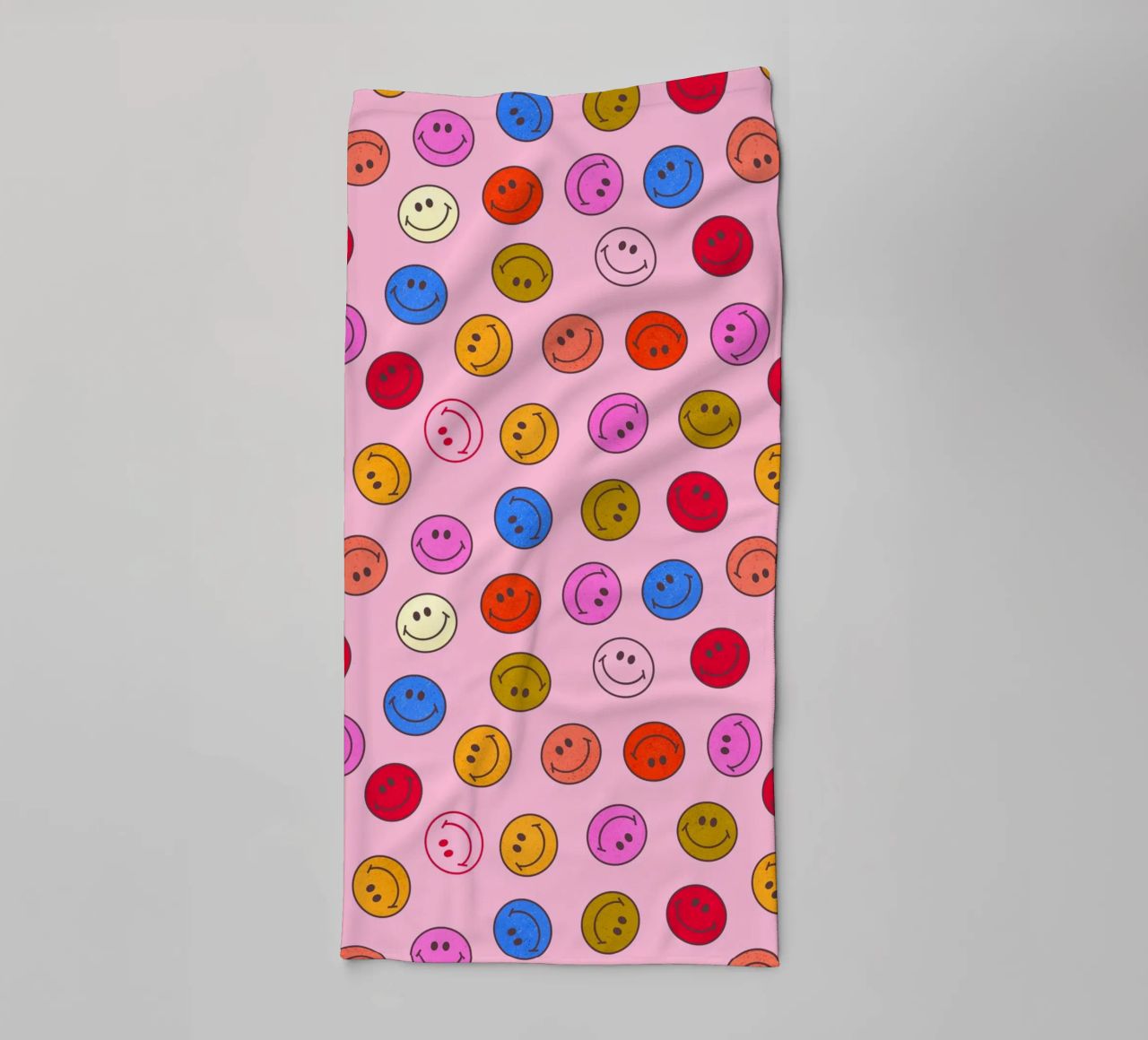 Retro Smiley Faces Seamless Pattern - Neon Colors asciugamano da bagno da showmemars